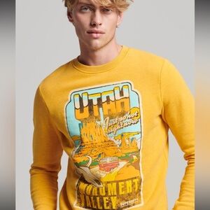 Superdry Postcard Sweatshirt Size Large Yellow